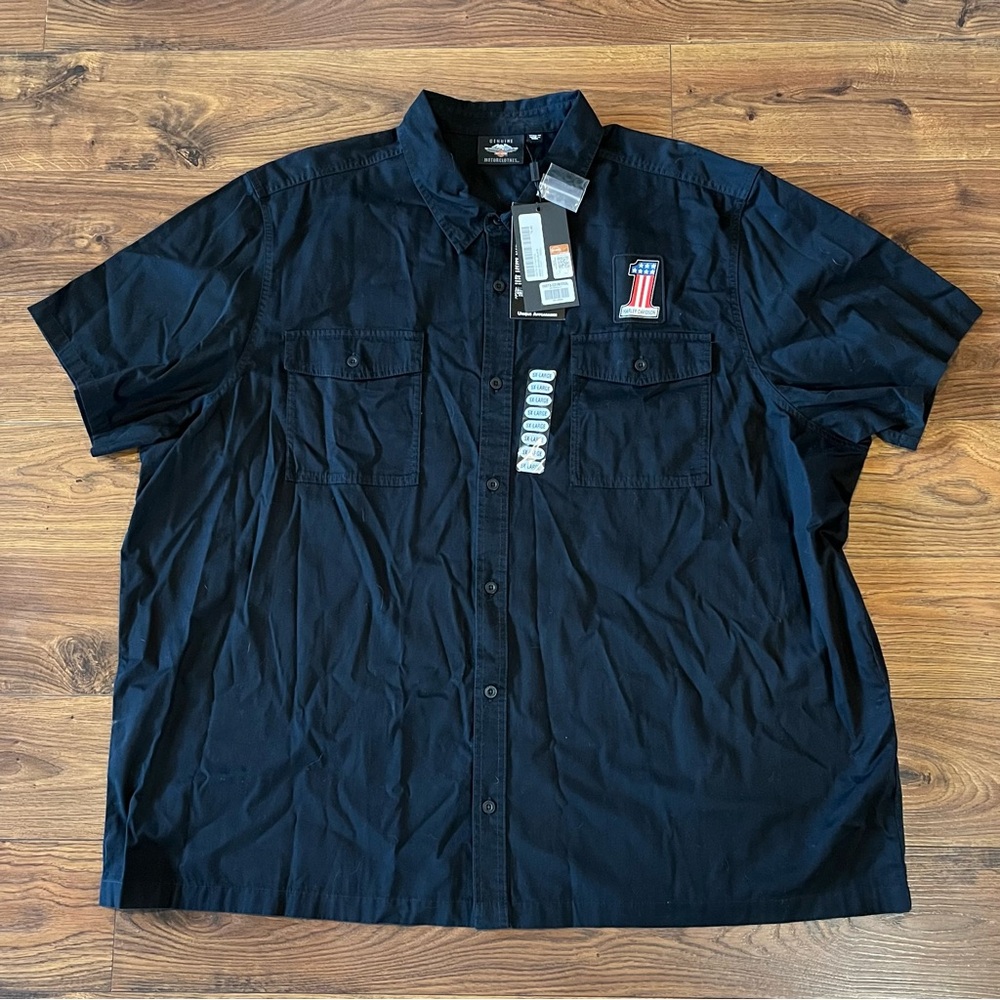 NWT Harley-Davidson Motorcycle's Mens 5XL Polo Button Down Shirt Black S/S